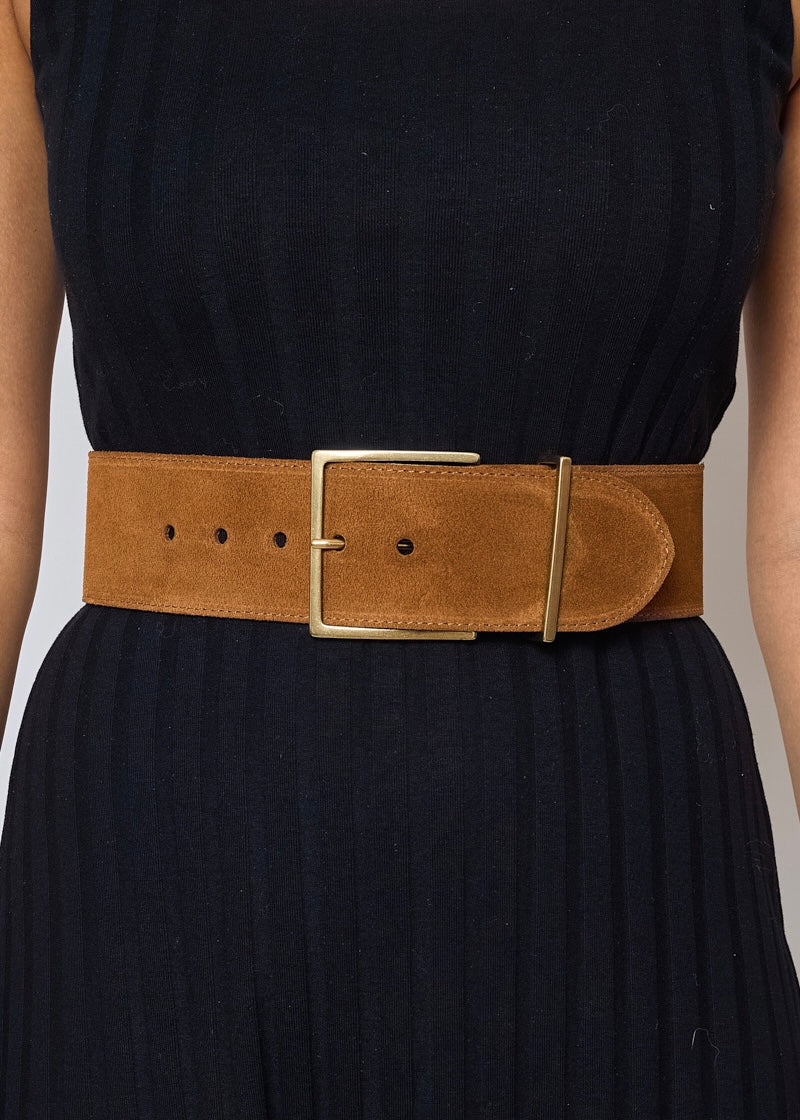 Camel leather belt