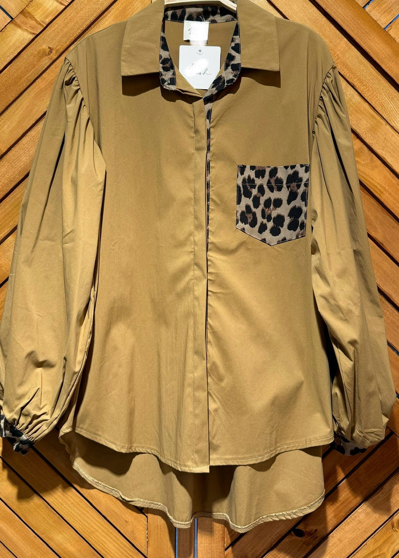 Leopard pocket blouse